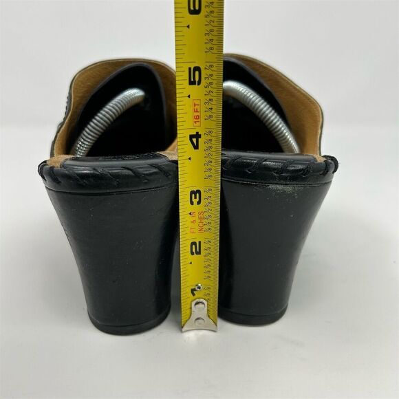 Frye Women's Black Leather Clog Mules Size 9.5 Block Heel Slip-On Western - Picture 9 of 16